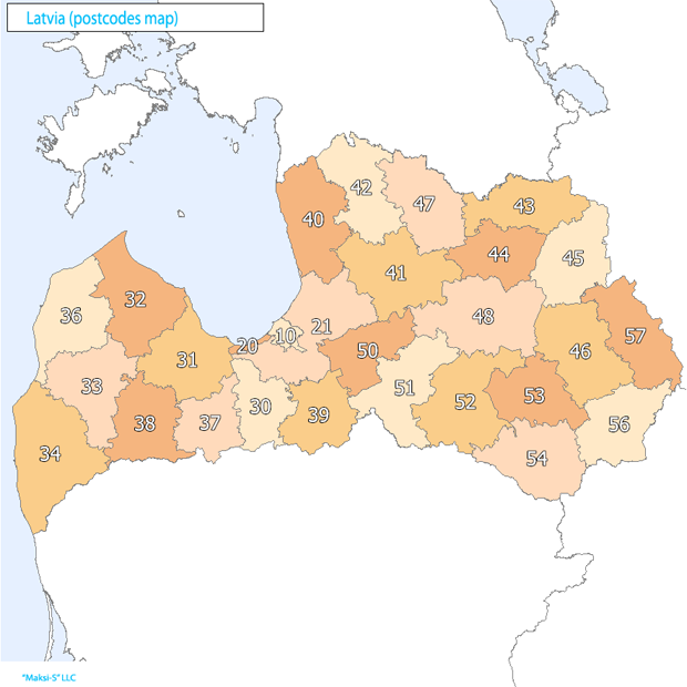 latvia Карта почтовых индексов некоторых стран Европы и мира